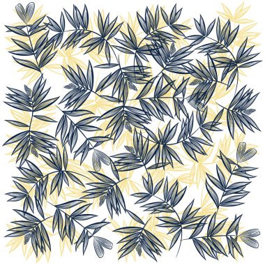 Kalıplı kumaş tropikal yapraklar iki renkli beyaz arka plan moda tarzı