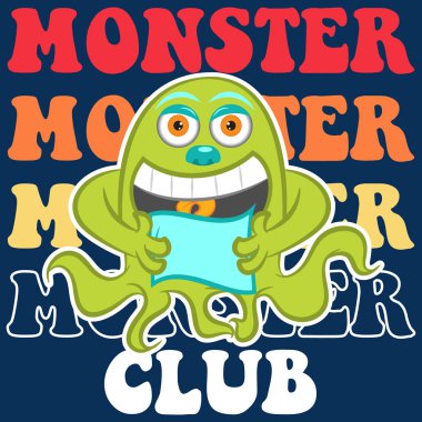 Harf ve metin renkleri moda tarzıyla resimleme vektörü şirin canavar