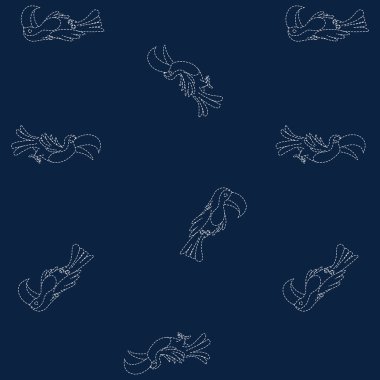 Noktalı kumaş tukan ve çivit arka plan, moda tarzı bahar yazı..