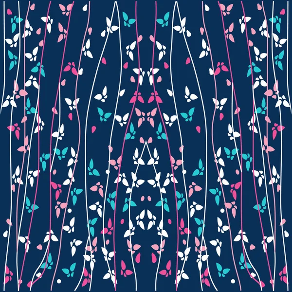 Motif Tissu Feuilles Mignonnes Avec Des Fleurs Printemps Été Design — Image vectorielle