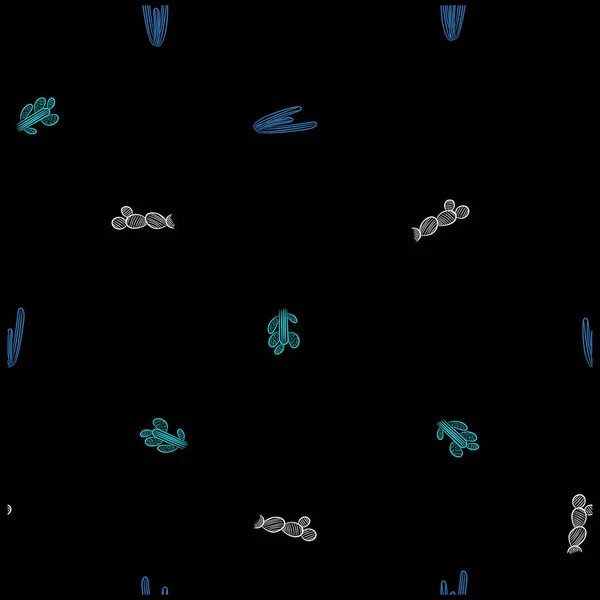 Patroon Stof Cactus Met Kleuren Zwarte Achtergrond Straat Nomade Stijl — Stockvector