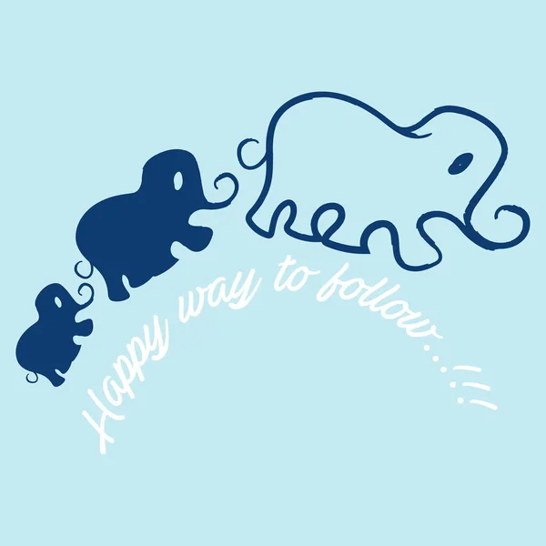 Illustration Vector Cute Elephant Babies Sky Background Baby Spring Summer — Stock Vector