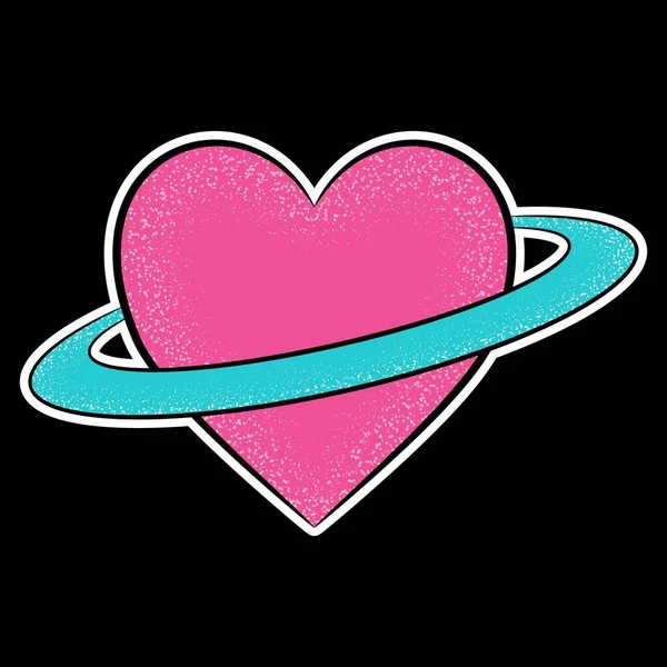 Illustratie Vector Heart Planet Met Twee Pastelkleuren Fashion Design Met — Stockvector