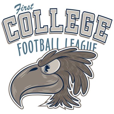 Çizgi film ve dövme stili metinli illüstrasyon vektörü Eagle. Futbol ligi, üniversite tasarımı..