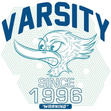 Vahşi kuş kafası maskotu, Spor takımı için çılgın kuş kafası amblemi tasarımı.