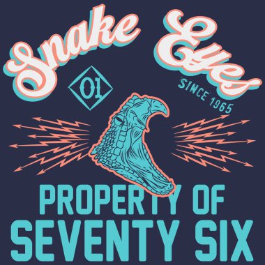 Motosiklet tipografisi, tişört grafikleri, vektörler, yılan dövmesi çizilmiş el resimleri.