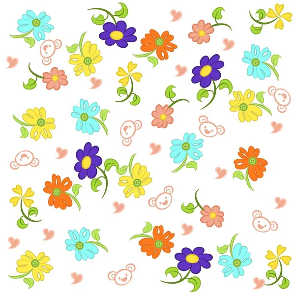 Motif Fleurs Tissu Avec Des Couleurs Conception Printemps Été — Image vectorielle