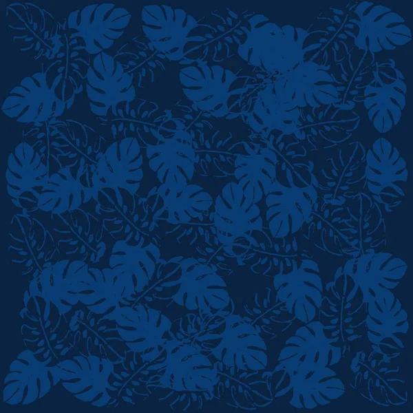 Tissu Motif Feuilles Tropicales Aux Couleurs Indigo Printemps Été Plage — Image vectorielle