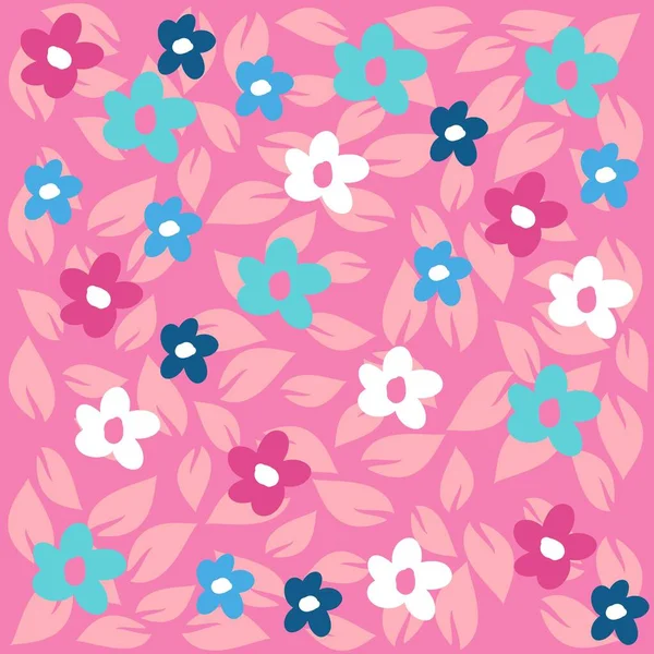 Motif Fleurs Tissu Avec Des Couleurs Des Feuilles Fond Frais — Image vectorielle