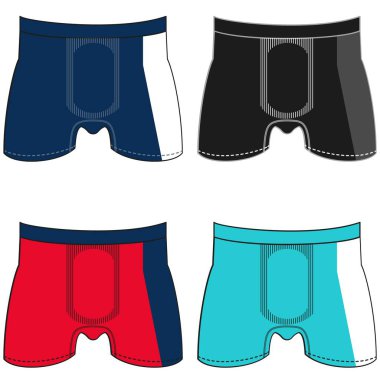 Renk bloklarında çizgileri olan erkekler için iç çamaşırı tasarımı, Moda Tasarımı.