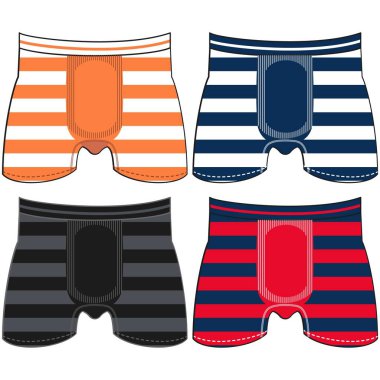 Renk bloklarında çizgileri olan erkekler için iç çamaşırı tasarımı, Moda Tasarımı.