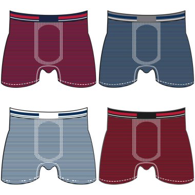 Renk bloklarında çizgileri olan erkekler için iç çamaşırı tasarımı, Moda Tasarımı.