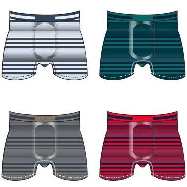 Renk bloklarında çizgileri olan erkekler için iç çamaşırı tasarımı, Moda Tasarımı.