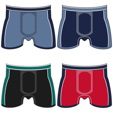 Renk bloklarında çizgileri olan erkekler için iç çamaşırı tasarımı, Moda Tasarımı.