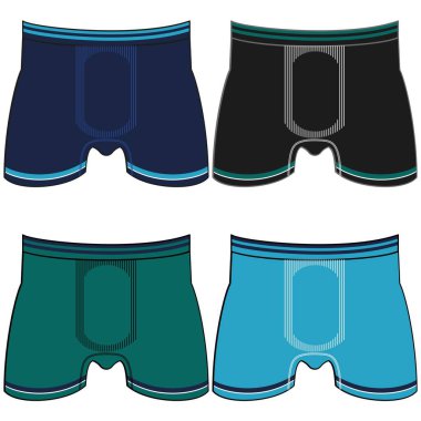 Renk bloklarında çizgileri olan erkekler için iç çamaşırı tasarımı, Moda Tasarımı.