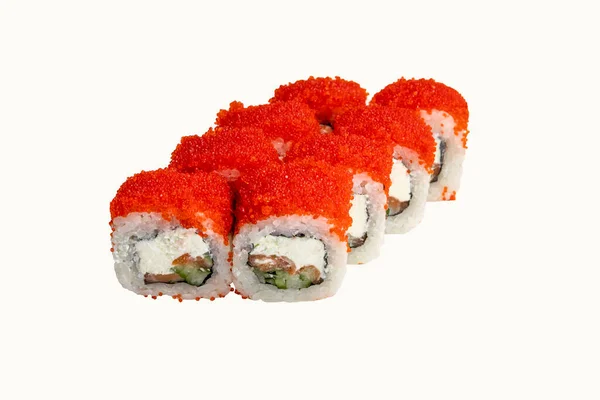 Sushi na bílém pozadí s je izolovaný — Stock fotografie