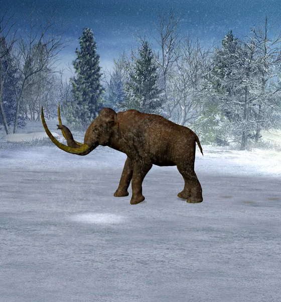 Mammoth in landscape in the ice age. — Stock Photo, Image