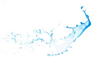 Beyaz arkaplanda su sıçraması izole edildi