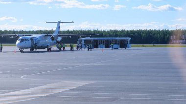 Utair Havayolları 'nın uçağı. Utair, ünlü Rus havayolu şirketi Moskova, Rusya - 28 Ağustos 2021