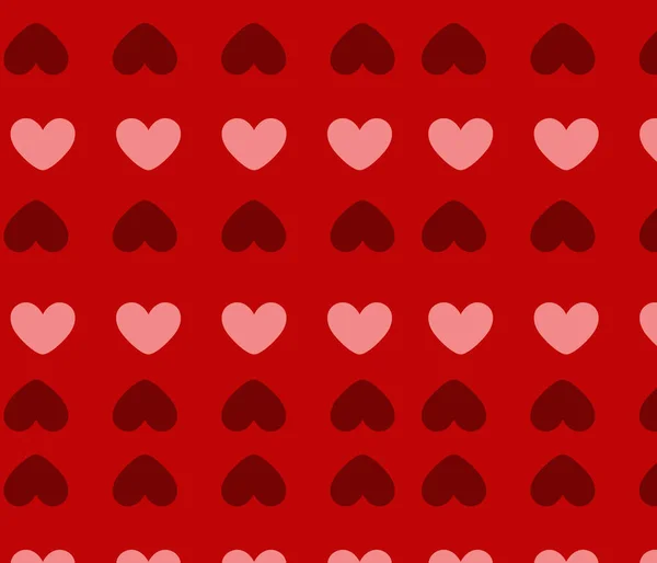 Pinkfarbene und weinrote Herzen mit nahtlosem Muster auf rotem Hintergrund. Bunte Herzen. Verpackungsdesign für Geschenkverpackungen. Abstrakter geometrischer moderner Hintergrund. Vektorillustration. — Stockvektor