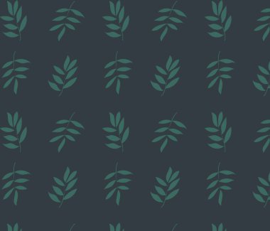 Koyu yeşil arkaplanda palmiye dalları deseni, vektör resmi