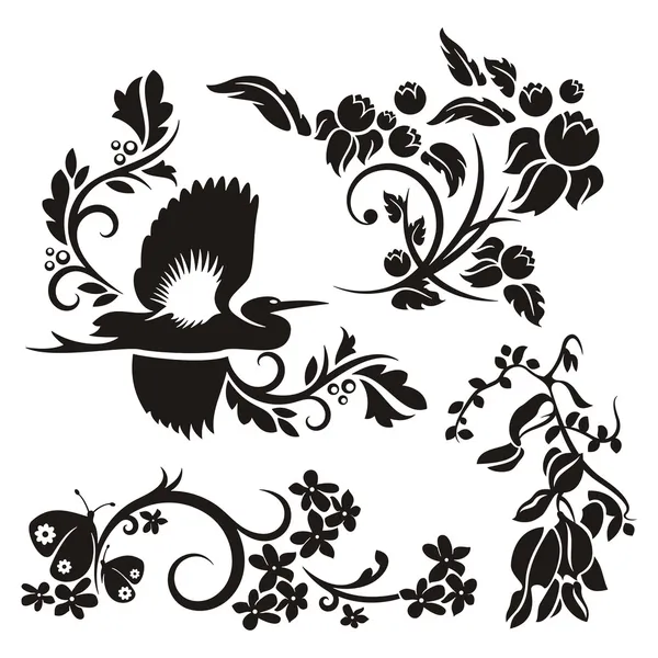 4 Çin çiçek desenleri kümesi