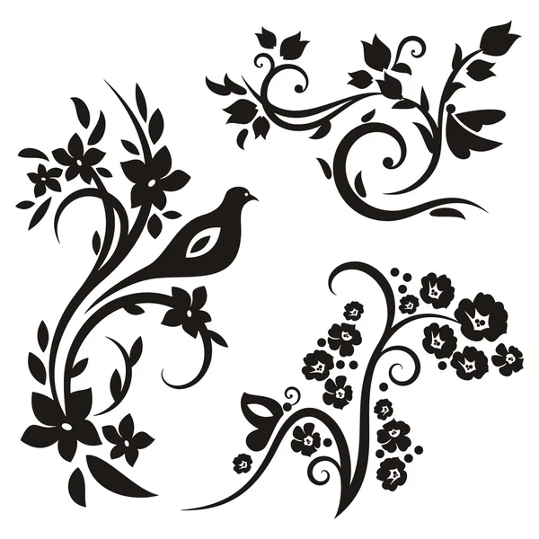 3 Çin çiçek desenleri kümesi