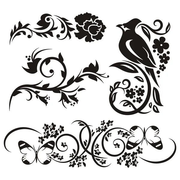 4 Çin çiçek desenleri kümesi