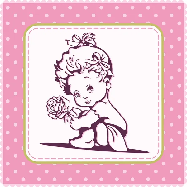 Cute Baby Girl Vector Illustration — Stock Vector