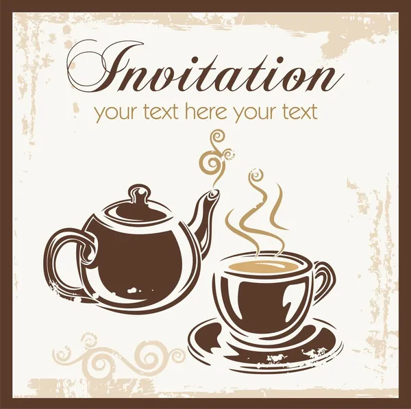 Invitación a la fiesta del té con lugar para su texto . — Vector de stock