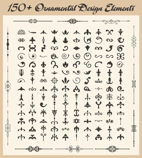 150 exquisitos elementos de diseño ornamental — Archivo Imágenes Vectoriales