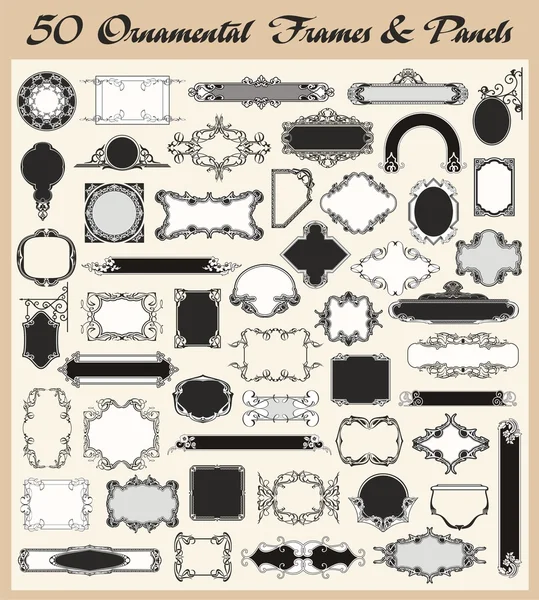 Conjunto de marcos y paneles ornamentales vintage — Archivo Imágenes Vectoriales