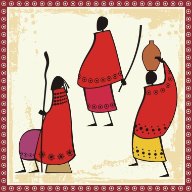 vektör Afrikalı masai çizimler
