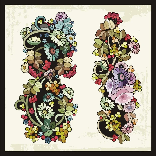 vektör çiçekli süsler, Rus geleneksel tarzda