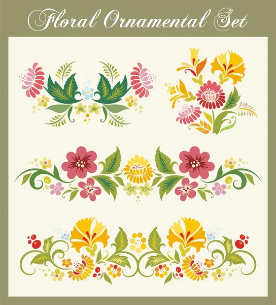 Vector ornamentos florais em estilo russo — Vetor de Stock