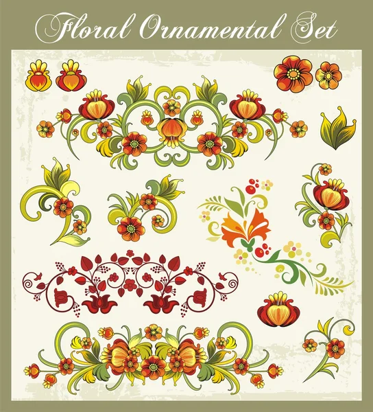 Adornos florales vectoriales en estilo vintage — Vector de stock