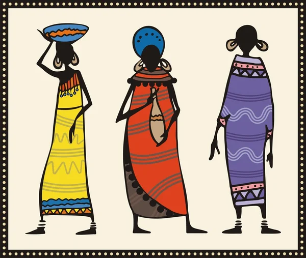 Ensemble de femmes africaines vectorielles — Image vectorielle