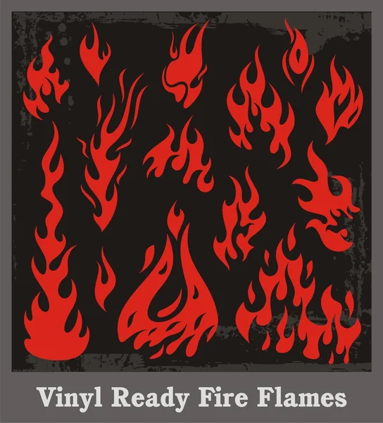 Vinyl klaar brand vlammen — Stockvector