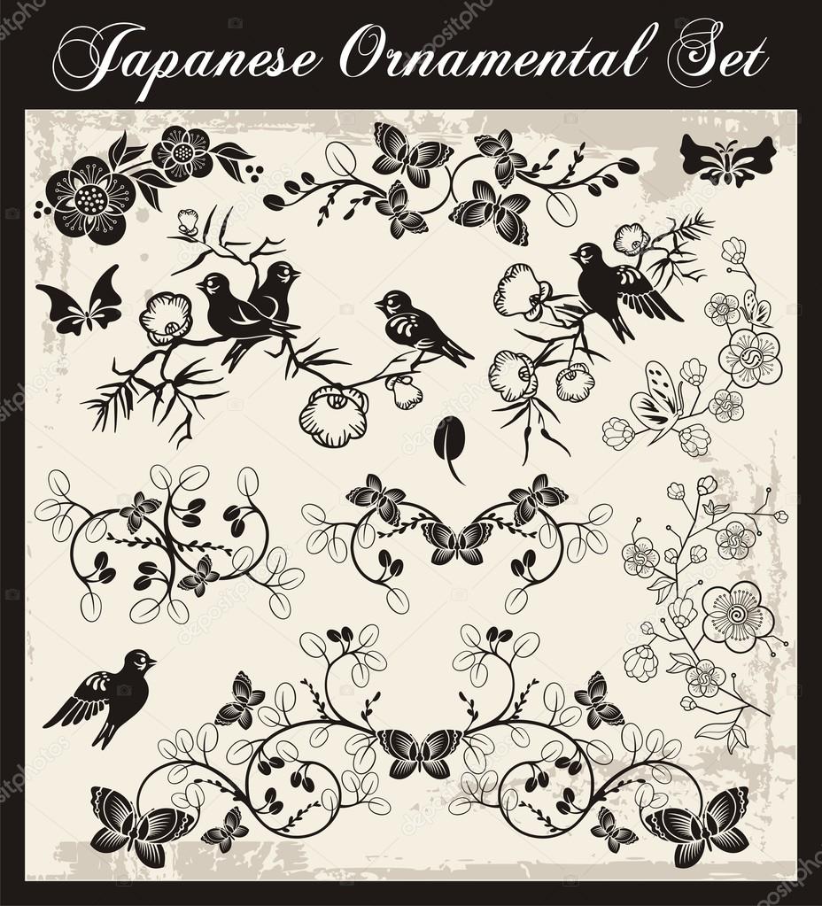 Japanese Traditional Ornaments Vector Set