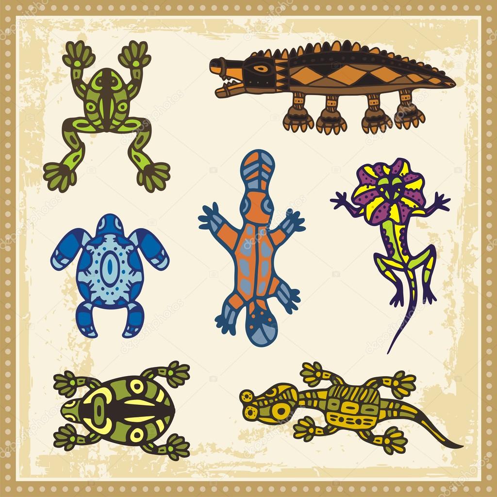 Download Vector set of animals in Australian aboriginal style ...