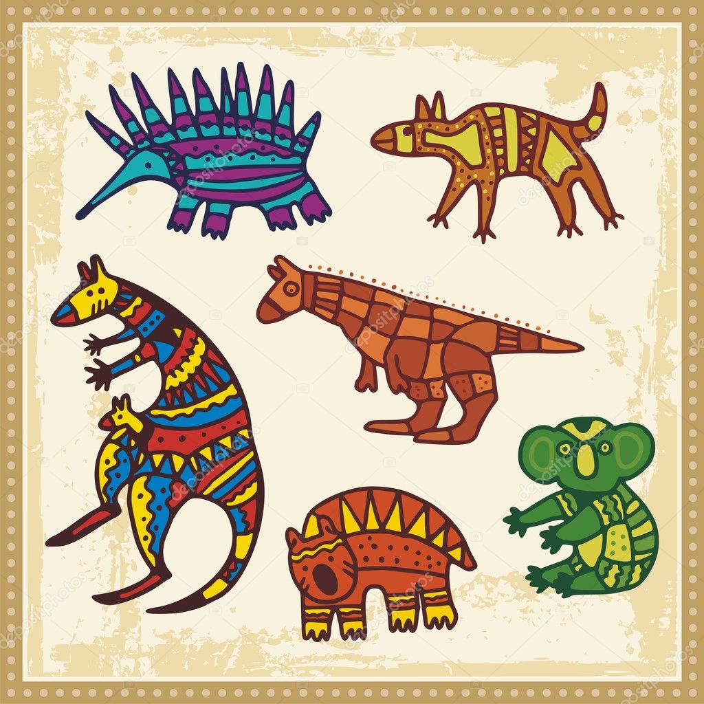Download Vector set of animals in Australian aboriginal style ...