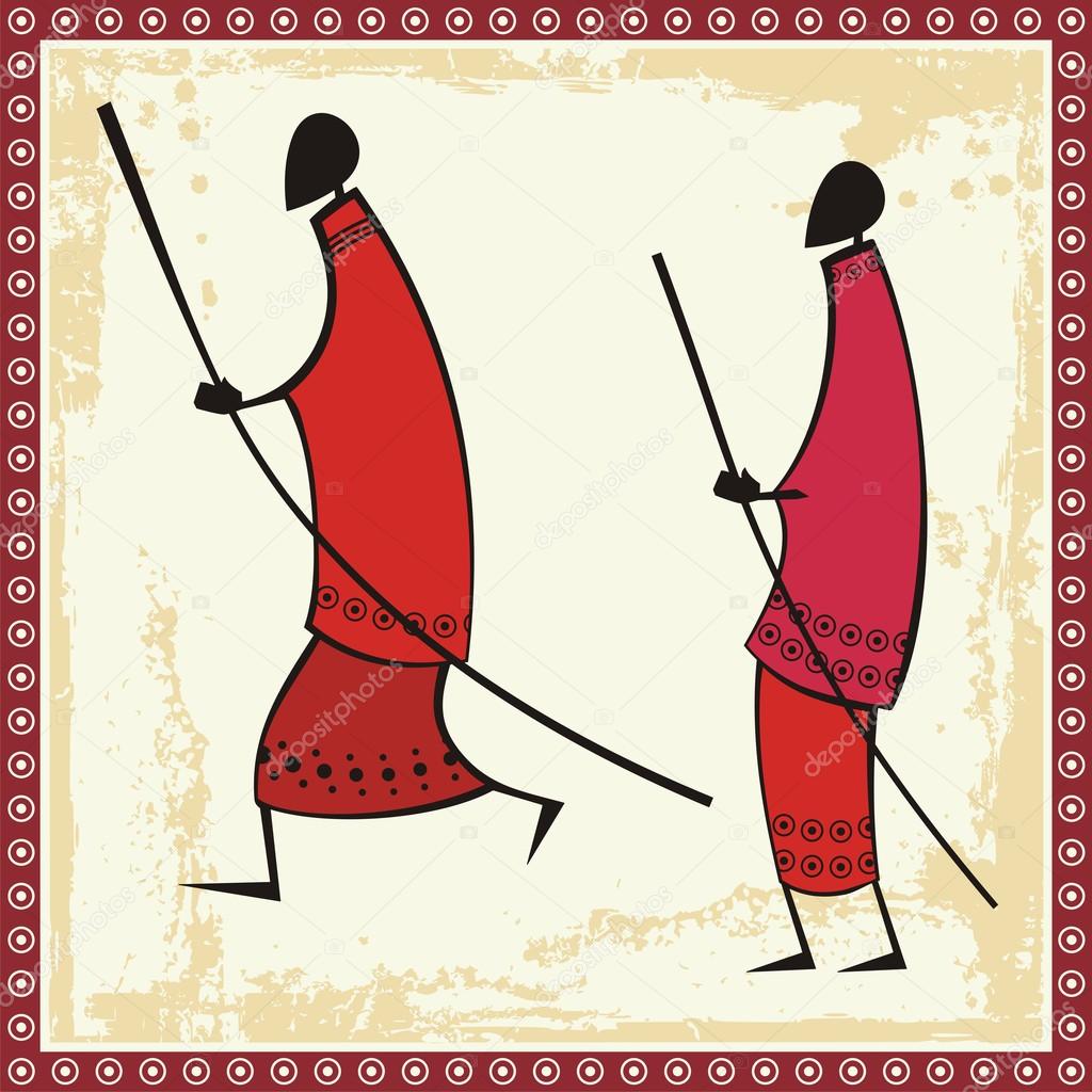 Vector African Masai Warriors Illustrations Stock Illustration by ...