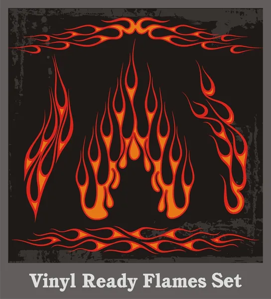 Set fiamme pronto vinile — Vettoriale Stock