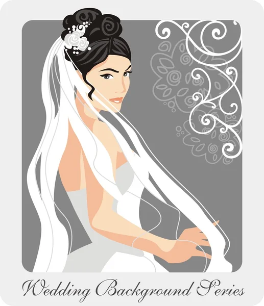 Hermosa novia Vector Ilustración — Vector de stock