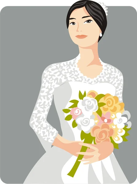 美しい花嫁のベクトル図 — ストックベクタ