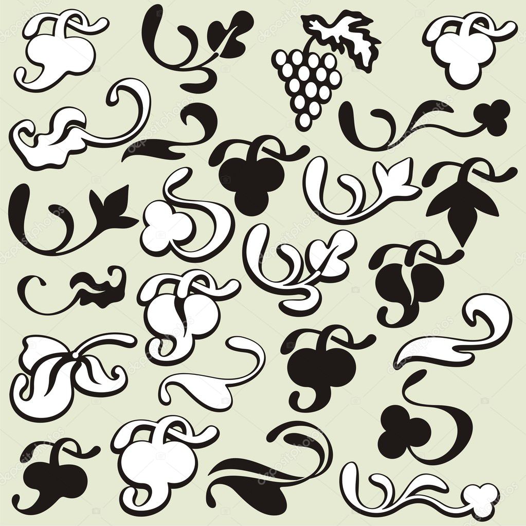 A set of 25 ornamental design elements in classic style