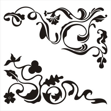 Ornamental corner designs with floral details, vector series. clipart
