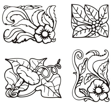 çiçek dikdörtgen tasarım öğeleri, vektör serisi.