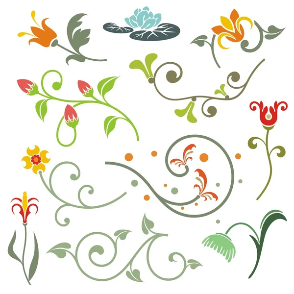 Floral σχέδιο διακοσμητικά στοιχεία, διάνυσμα σειράς. — Διανυσματικό Αρχείο