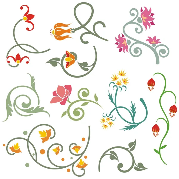 Floral ornamental design elements, vector series. — Stock Vector